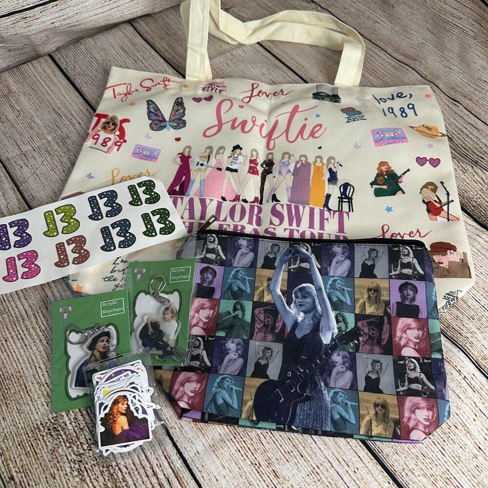 NEW Taylor Swift Eras Tour Tote Bundle - pouch, stickers, tattoos, keychains
